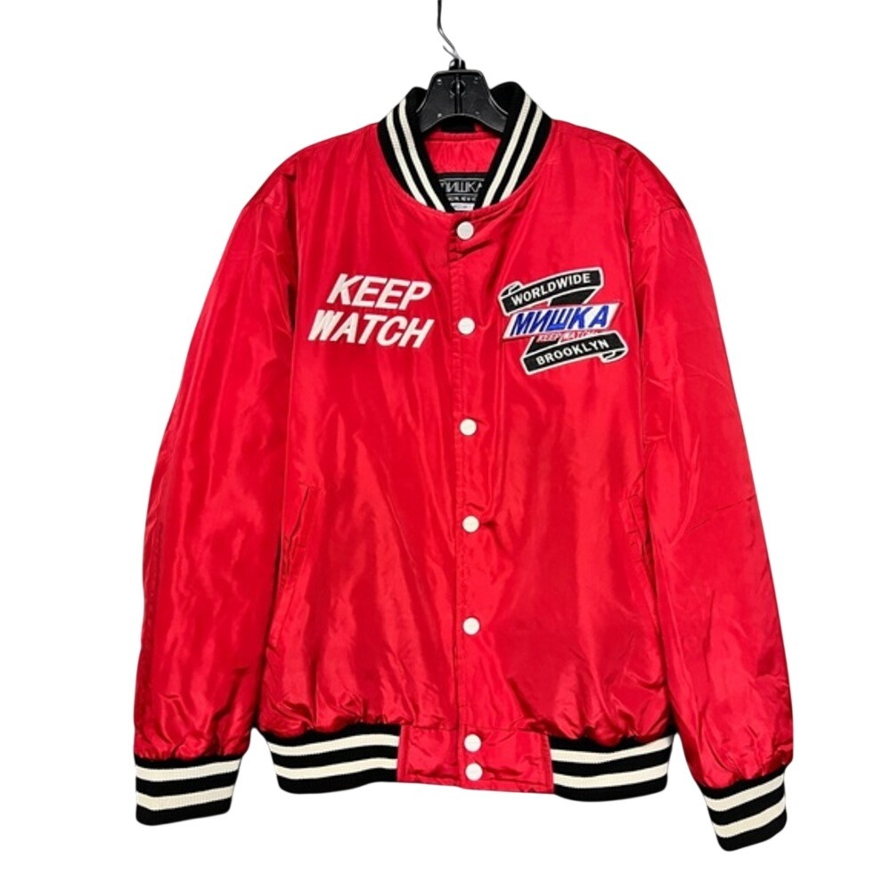 Mishka MNWKA Eyeball Keep Watch NWT Varsity Jacket size M RED